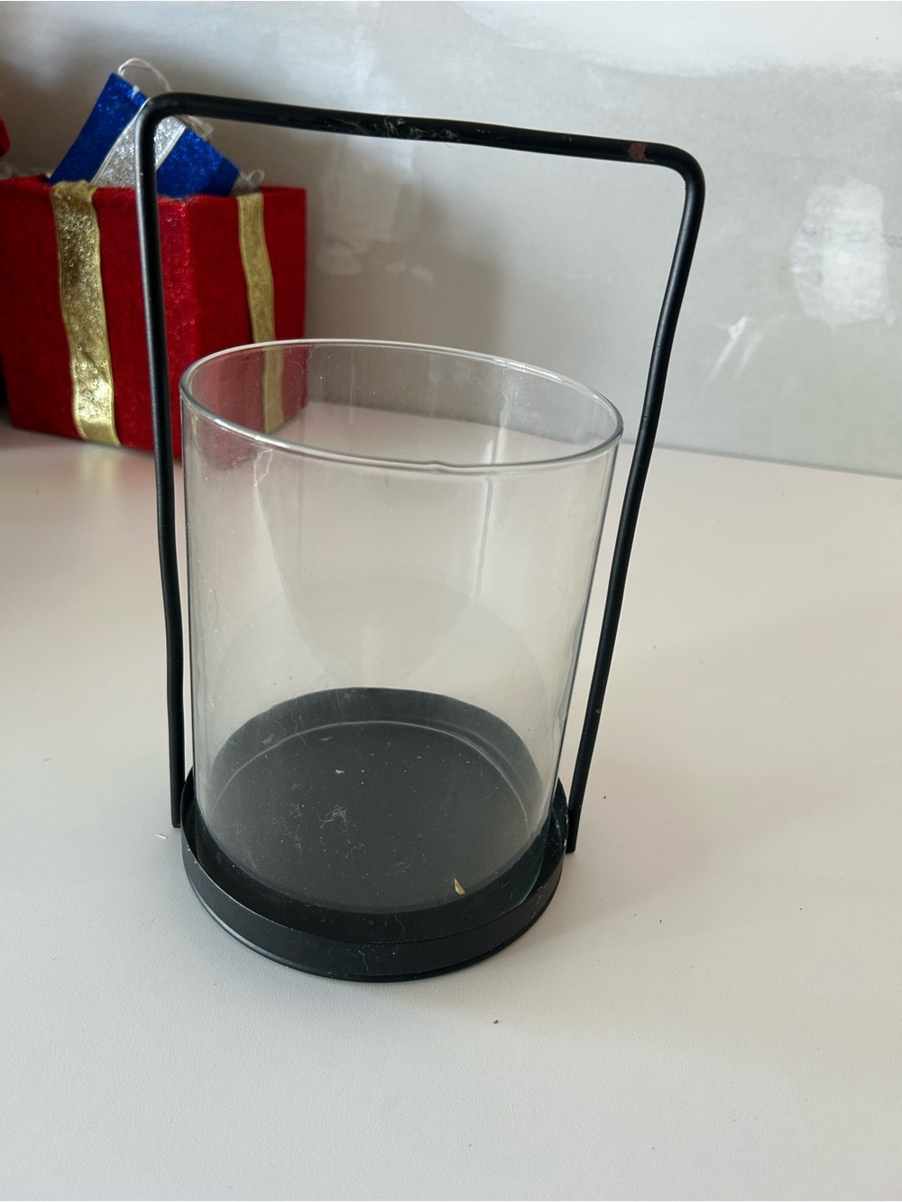 Black Hurricane Glass Candle Holder